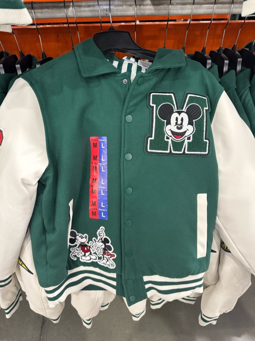 Green & White Mickey Varsity Jacket DISNEY